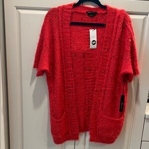 BCBG maxazria small watermelon short sleeved sweater with pockets. Small